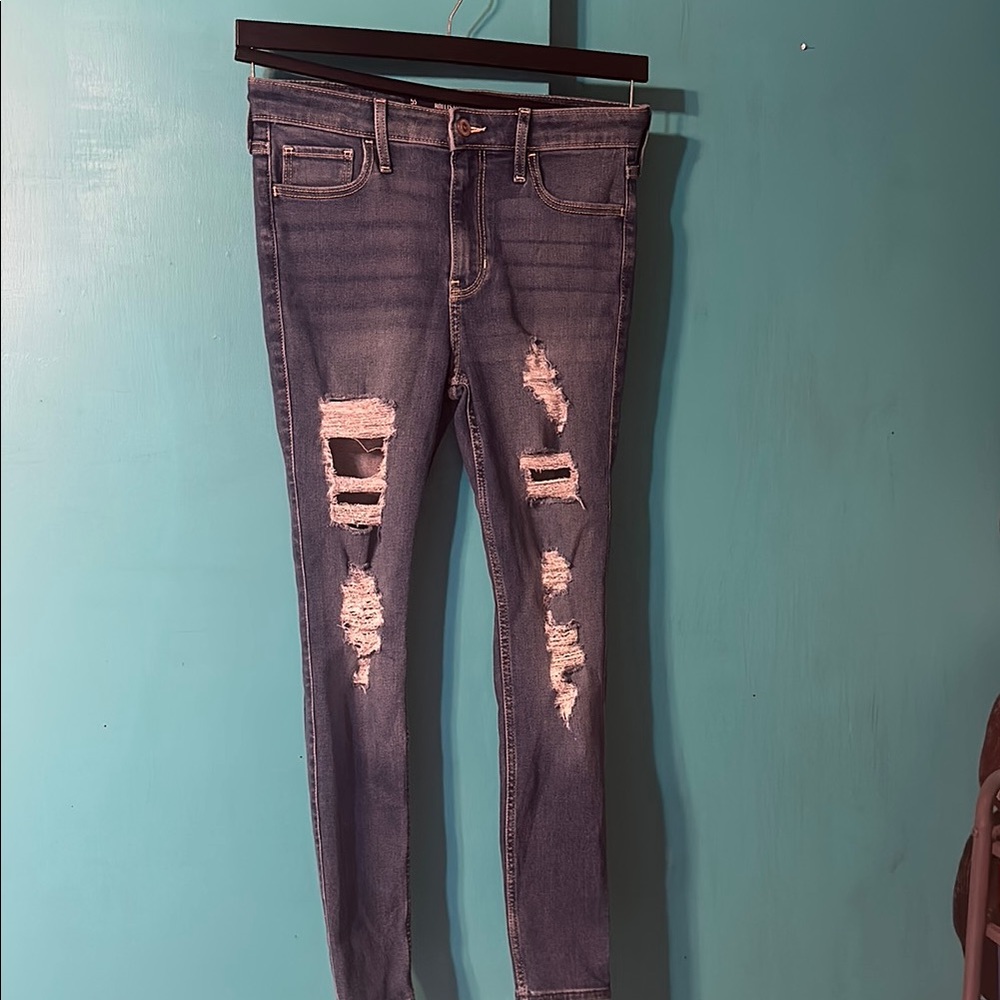 Distressed Blue Jeans